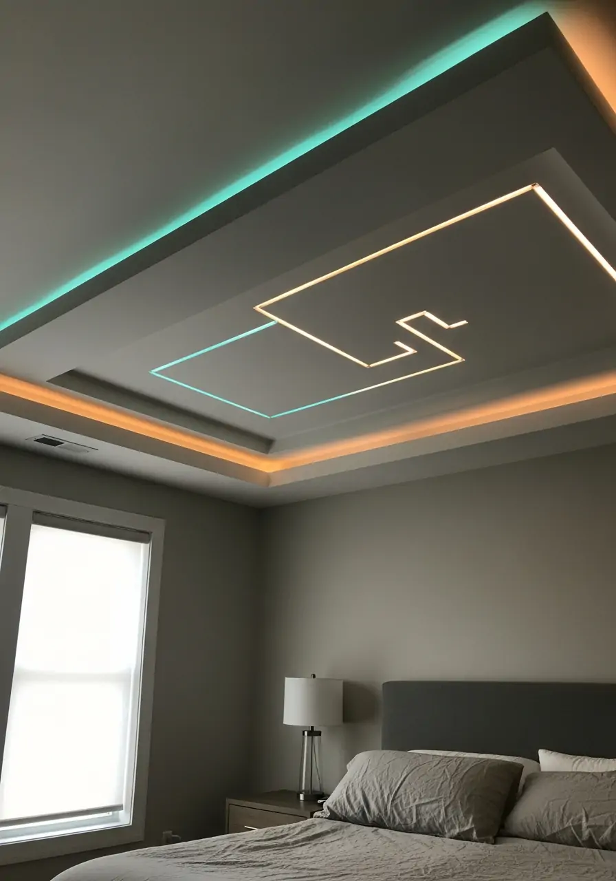 Subtle Neon LED Lines - 50 Best Down Ceiling Design Bedrooms Ideas