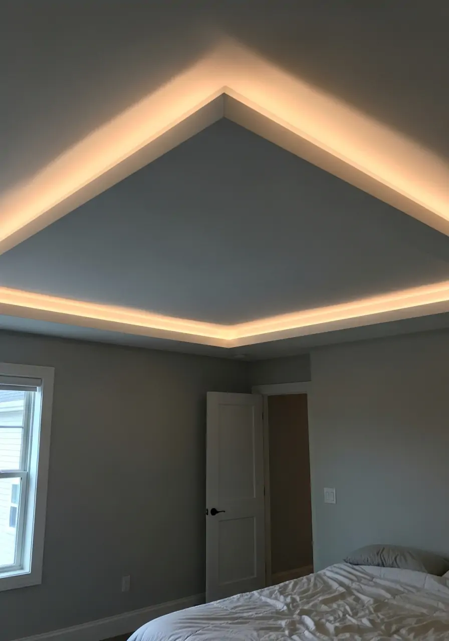 Full Drop With Edge Lighting - 50 Best Down Ceiling Design Bedrooms Ideas