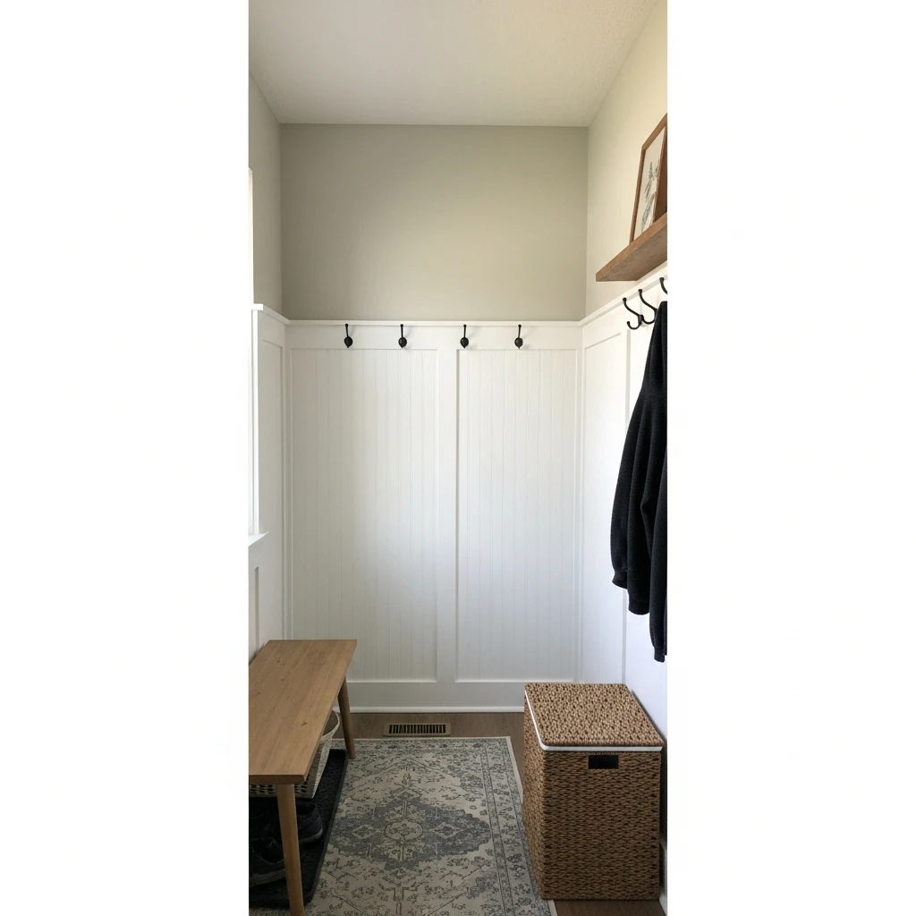 Simple White Vertical Shiplap - 50 Beautiful & Budget-Friendly Entryway Accent Wall Ideas for a Fresh Look