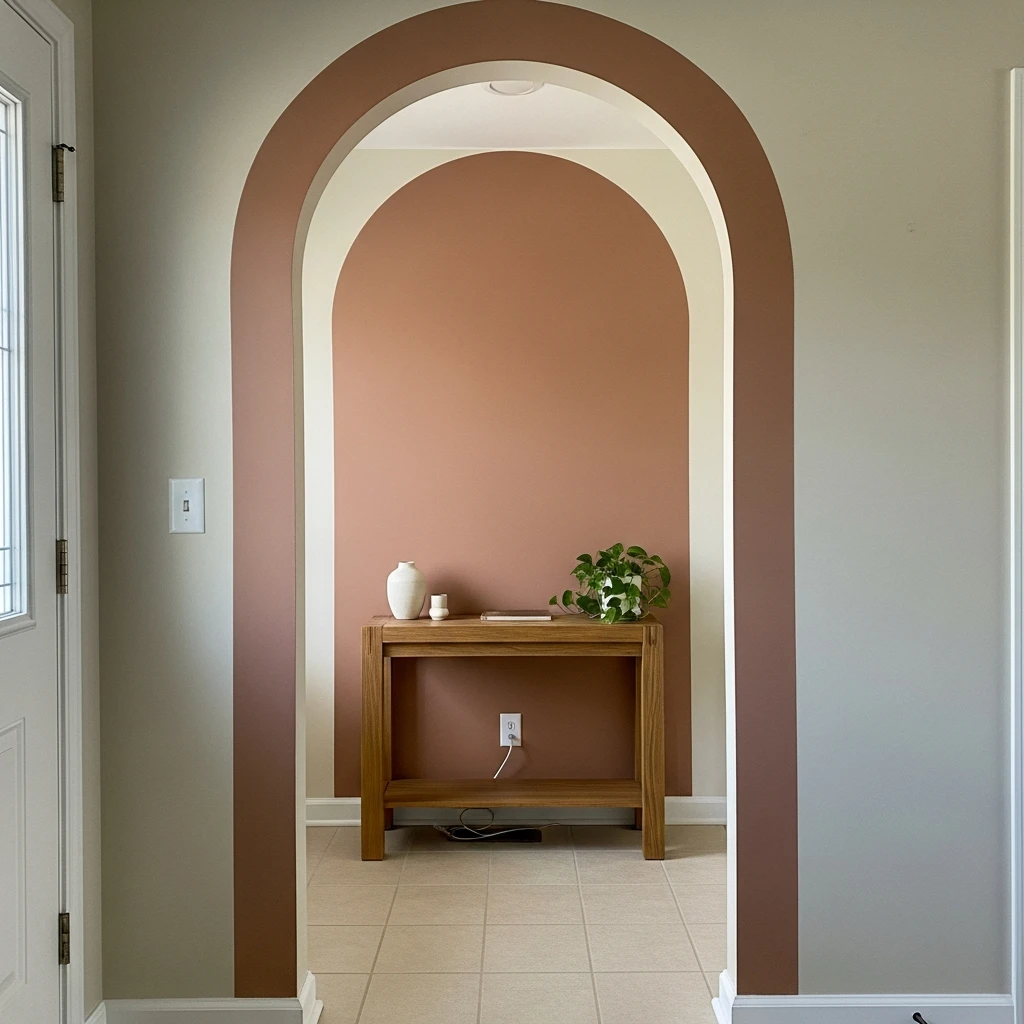 Painted Arch Mural - 50 Beautiful & Budget-Friendly Entryway Accent Wall Ideas for a Fresh Look