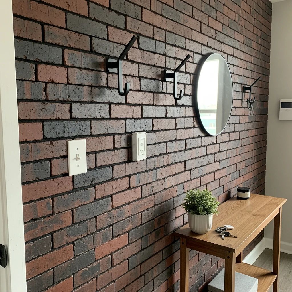 Industrial Brick Veneer - 50 Beautiful & Budget-Friendly Entryway Accent Wall Ideas for a Fresh Look