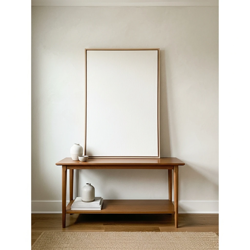 Leaning Oversized Art - 50 Beautiful & Budget-Friendly Entryway Accent Wall Ideas for a Fresh Look