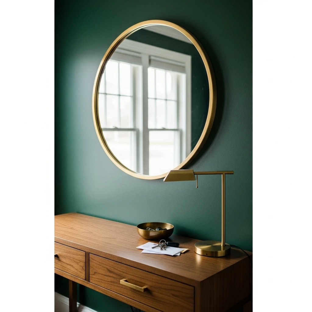 Dark Green with Brass - 50 Beautiful & Budget-Friendly Entryway Accent Wall Ideas for a Fresh Look