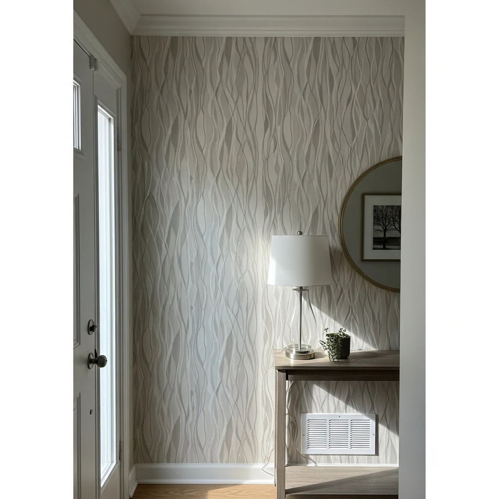 Abstract Neutral Wallpaper - 50 Beautiful & Budget-Friendly Entryway Accent Wall Ideas for a Fresh Look