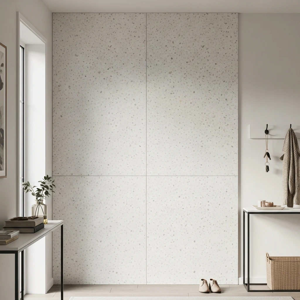 Neutral Terrazzo Panel - 50 Beautiful & Budget-Friendly Entryway Accent Wall Ideas for a Fresh Look