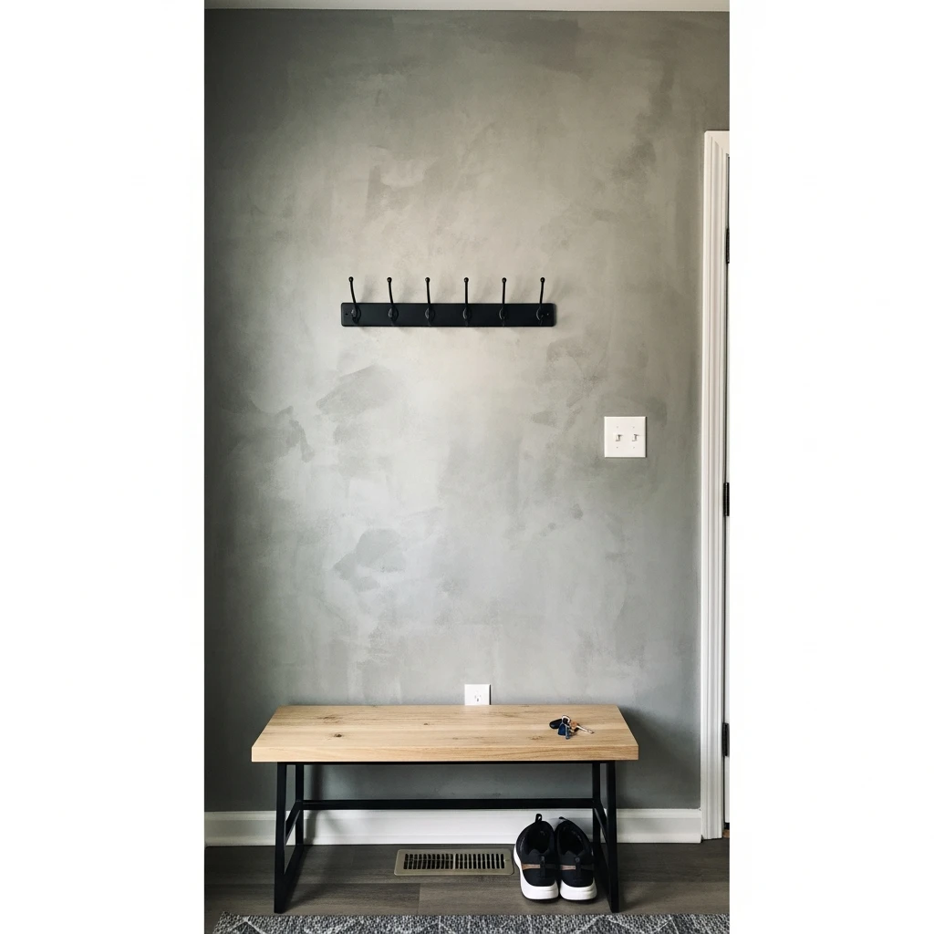Concrete-Look Finish - 50 Beautiful & Budget-Friendly Entryway Accent Wall Ideas for a Fresh Look