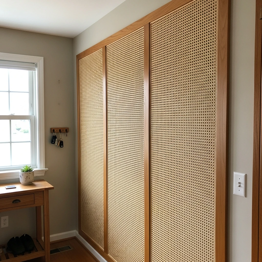 Trendy Cane-Front Panels - 50 Beautiful & Budget-Friendly Entryway Accent Wall Ideas for a Fresh Look