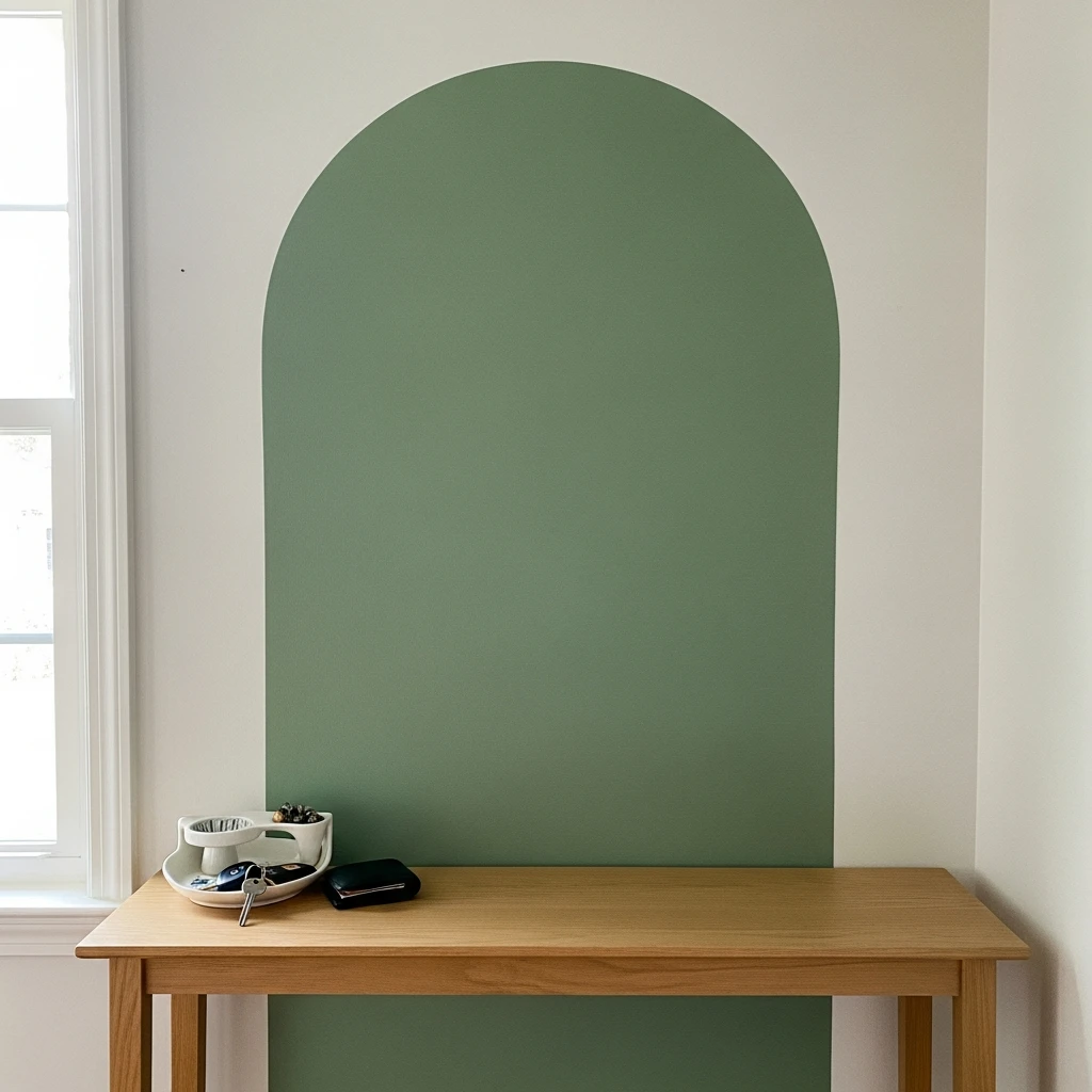 Painted Half-Circle - 50 Beautiful & Budget-Friendly Entryway Accent Wall Ideas for a Fresh Look