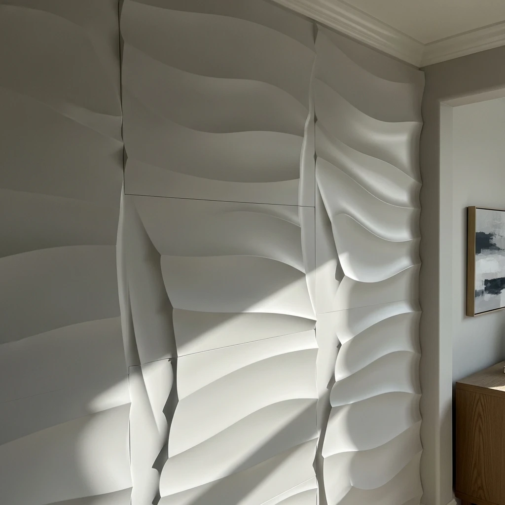 Wavy 3D Wall Panels - 50 Beautiful & Budget-Friendly Entryway Accent Wall Ideas for a Fresh Look