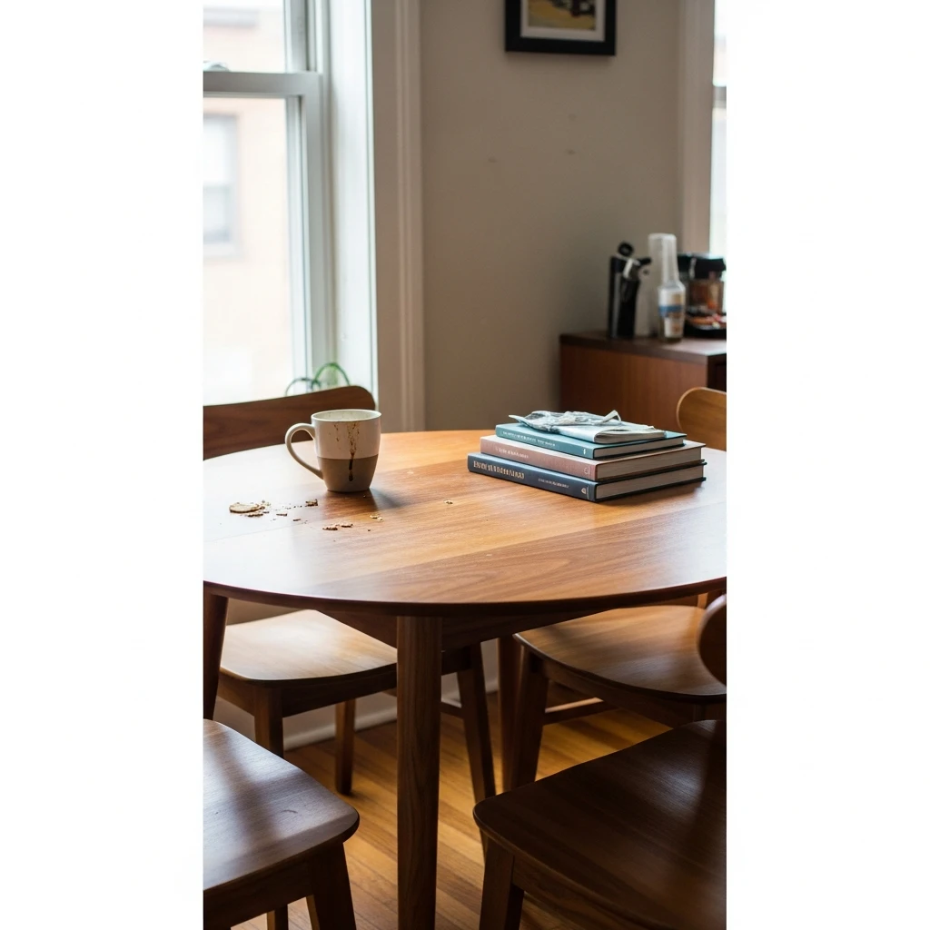 Round Wood Dining Table - 50 Budget-Friendly Mid Century Modern Apartment Decor Ideas