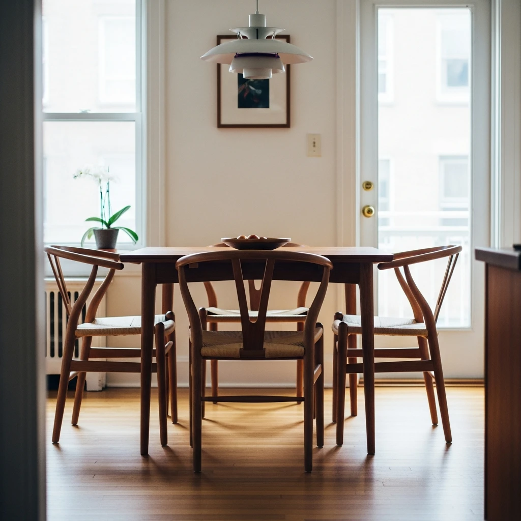 Wishbone Dining Chairs - 50 Budget-Friendly Mid Century Modern Apartment Decor Ideas