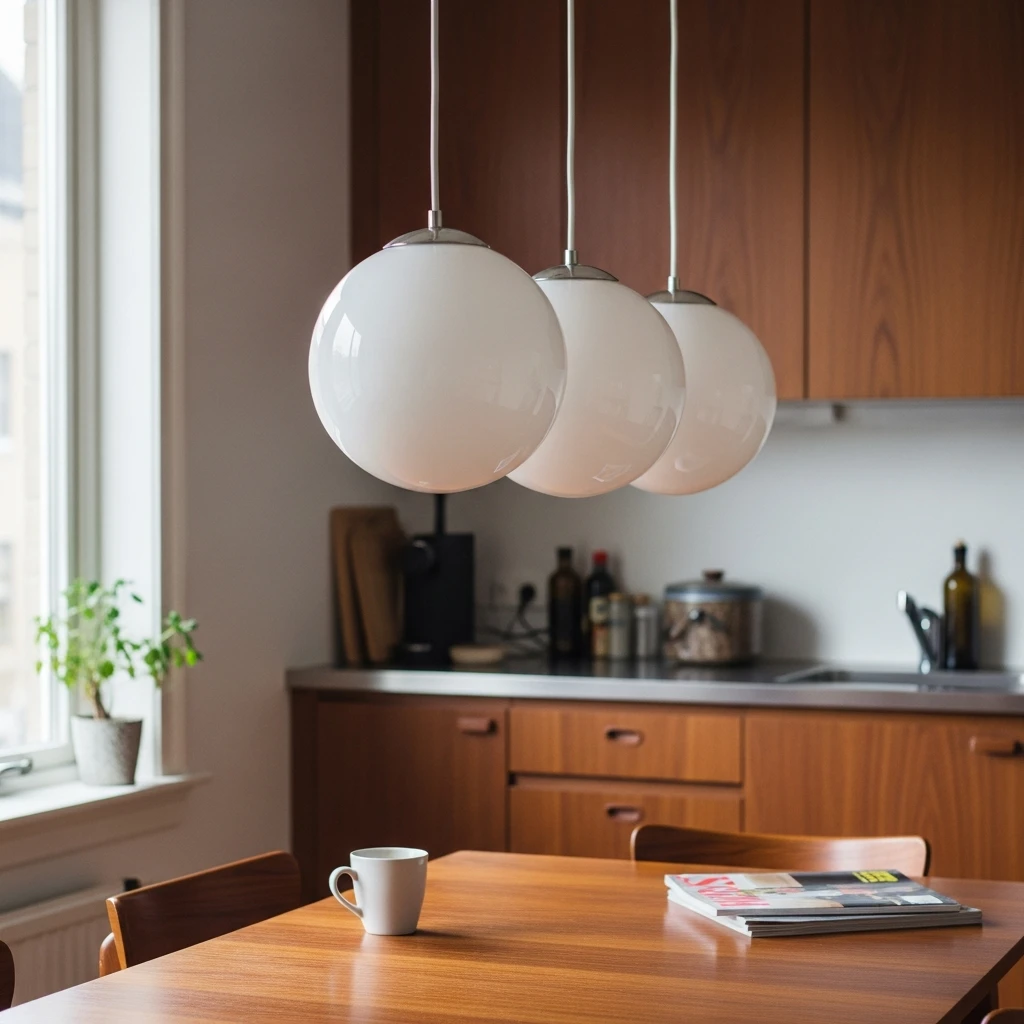 Globe Pendant Lights - 50 Budget-Friendly Mid Century Modern Apartment Decor Ideas