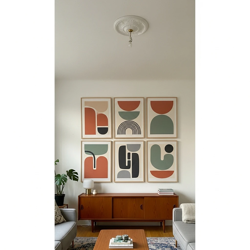 Minimalist Wall Art Sets - 50 Budget-Friendly Mid Century Modern Apartment Decor Ideas