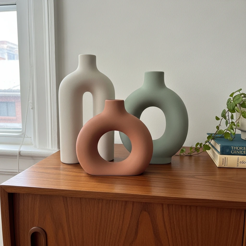 Sculptural Ceramic Vases - 50 Budget-Friendly Mid Century Modern Apartment Decor Ideas