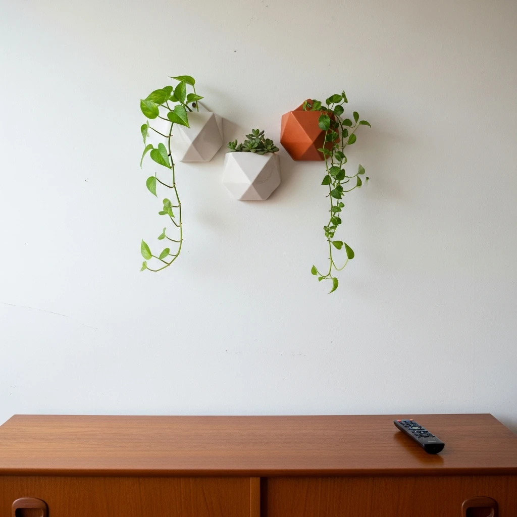 Wall-Mounted Planters - 50 Budget-Friendly Mid Century Modern Apartment Decor Ideas