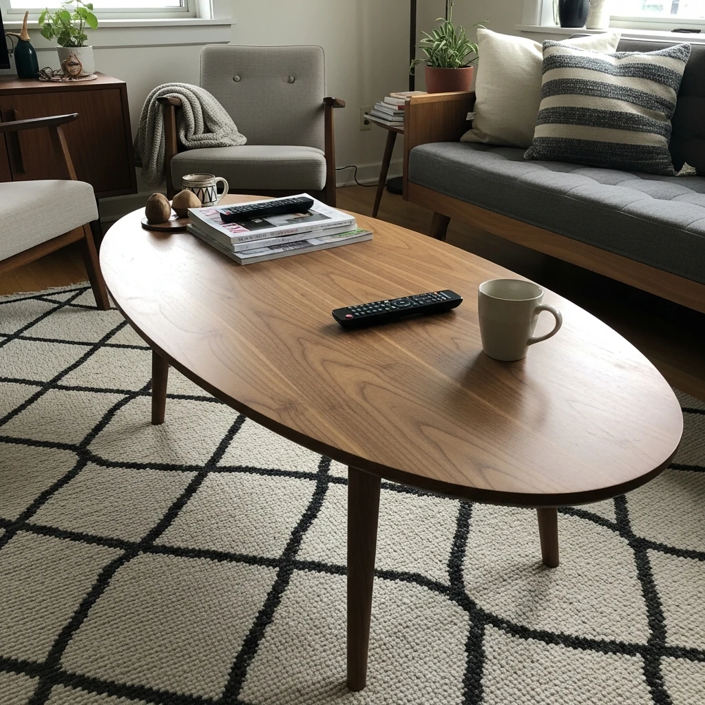 Oval Coffee Table - 50 Budget-Friendly Mid Century Modern Apartment Decor Ideas