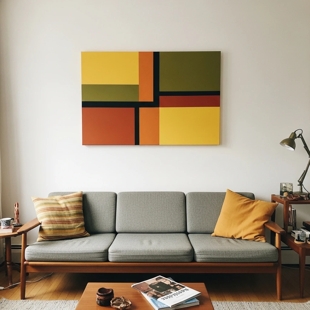 Retro Color Block Art - 50 Budget-Friendly Mid Century Modern Apartment Decor Ideas
