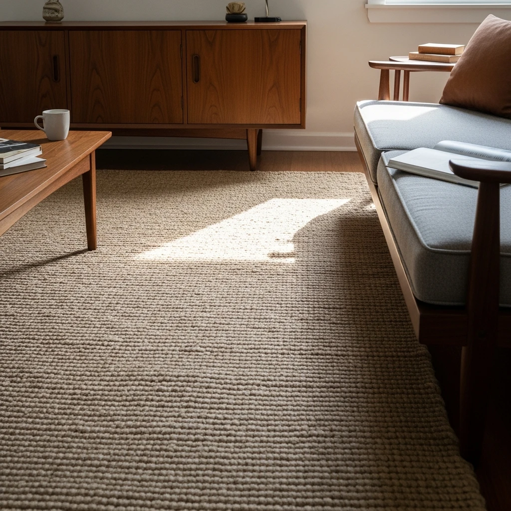Wool or Jute Rugs - 50 Budget-Friendly Mid Century Modern Apartment Decor Ideas