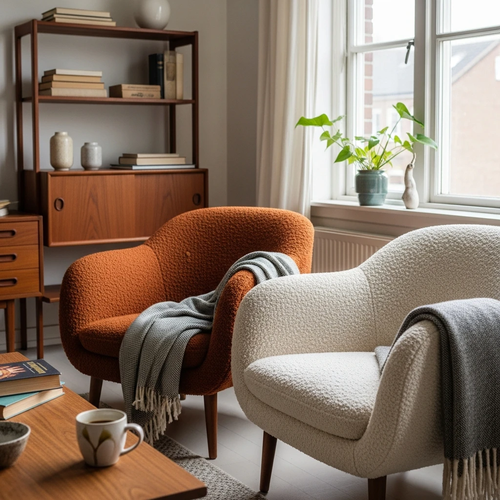 Curved Arm Chairs - 50 Budget-Friendly Mid Century Modern Apartment Decor Ideas