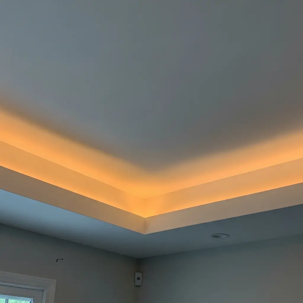 Hidden Perimeter Lighting in a Molding Frame - 40 Modern Bedroom Ceiling Ideas That Will Make Your Room Look Like a Luxury Hotel