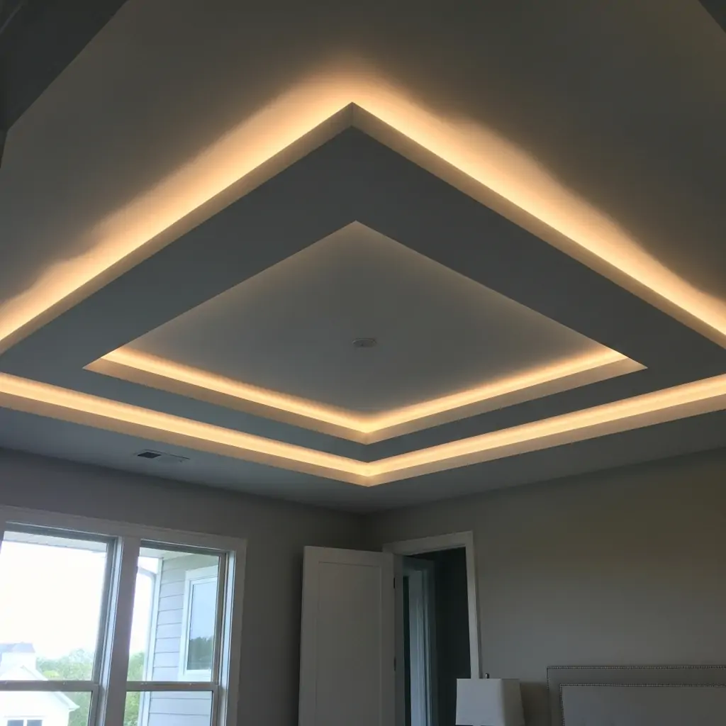 Minimalist Recessed Rectangle Ceiling - 40 Modern Bedroom Ceiling Ideas That Will Make Your Room Look Like a Luxury Hotel