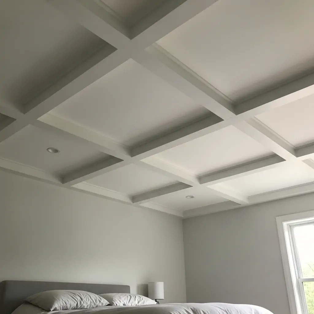 Modern Coffered Ceiling (Thin Frame Version) - 40 Modern Bedroom Ceiling Ideas That Will Make Your Room Look Like a Luxury Hotel