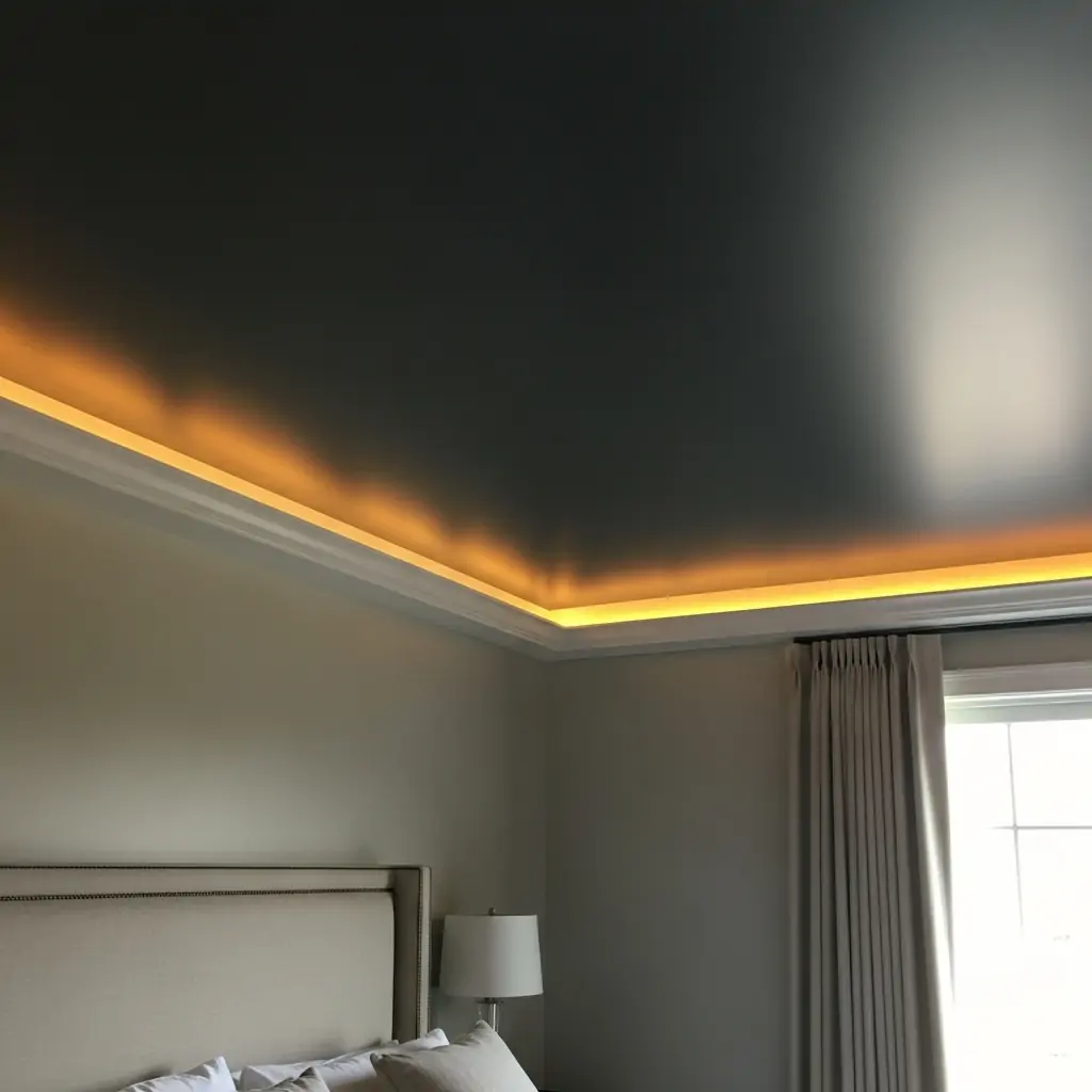 Charcoal Gray Smooth Ceiling - 40 Modern Bedroom Ceiling Ideas That Will Make Your Room Look Like a Luxury Hotel