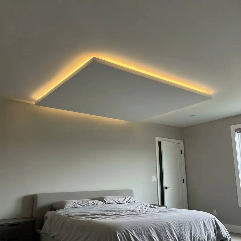 Suspended LED Drop Panel: The Illusion Ceiling - 40 Modern Bedroom Ceiling Ideas That Will Make Your Room Look Like a Luxury Hotel