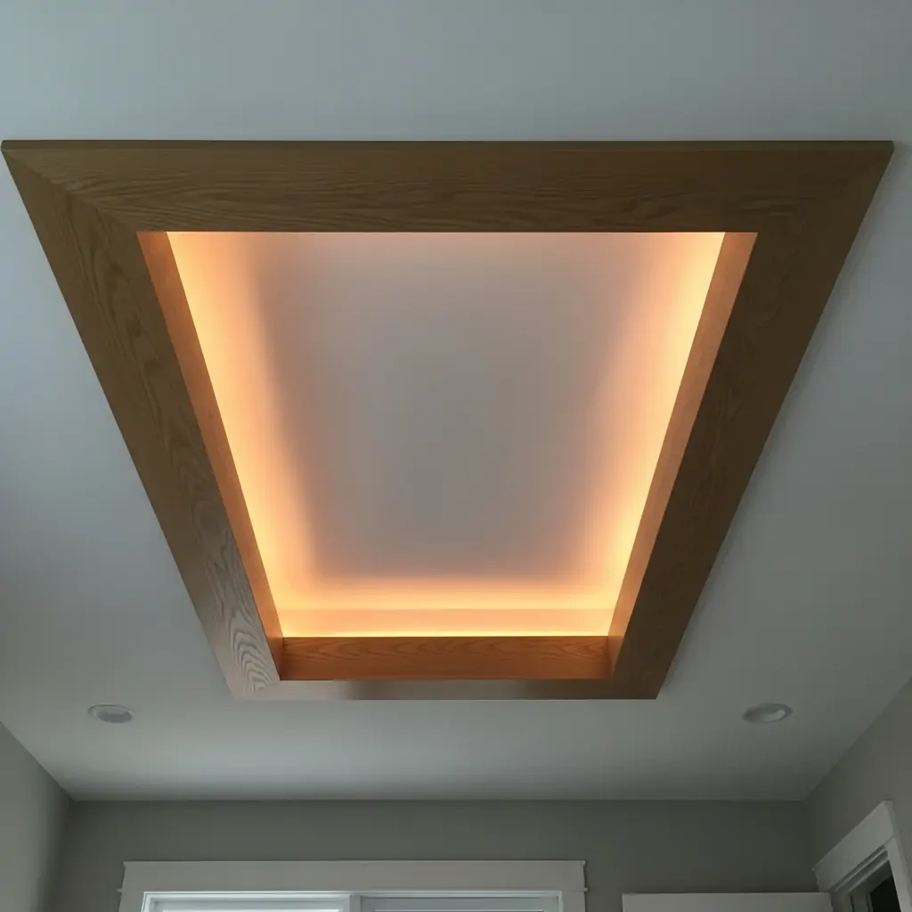 Modern Wood-Frame Recessed Ceiling - 40 Modern Bedroom Ceiling Ideas That Will Make Your Room Look Like a Luxury Hotel