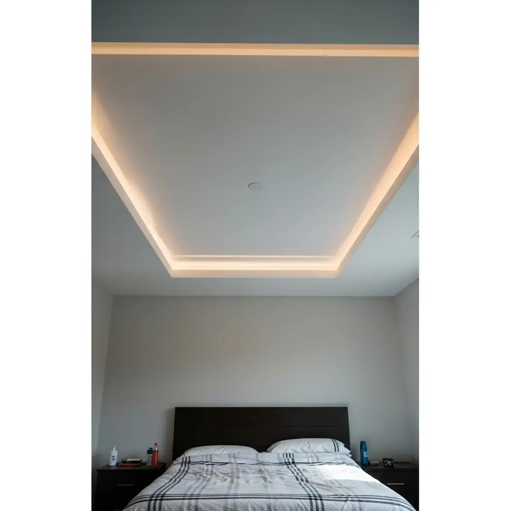 Slim LED Line Ceiling Design - 40 Modern Bedroom Ceiling Ideas That Will Make Your Room Look Like a Luxury Hotel