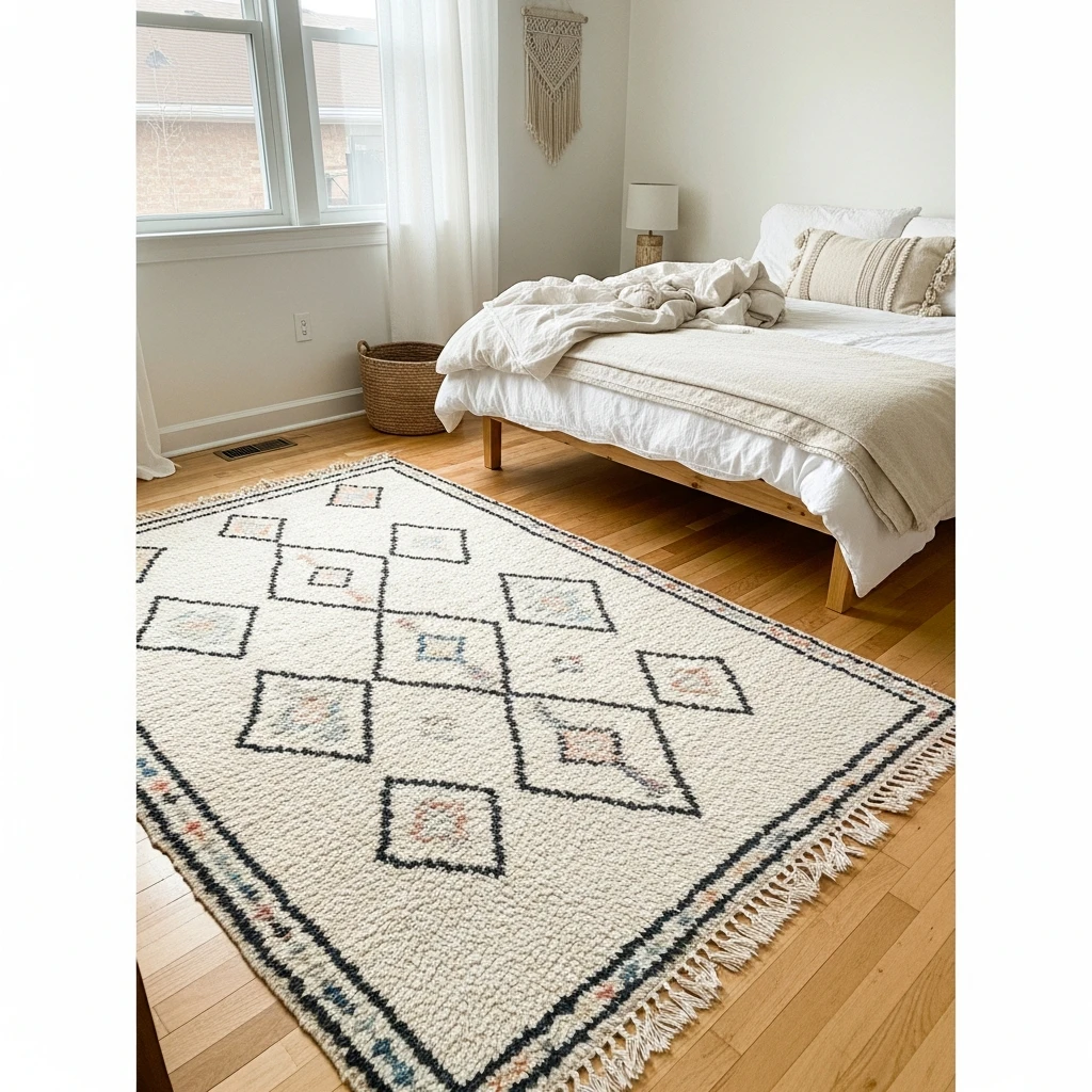 Patterned Moroccan Rug - 50 Beautiful Modern Boho Bedroom Ideas for a Cozy Update