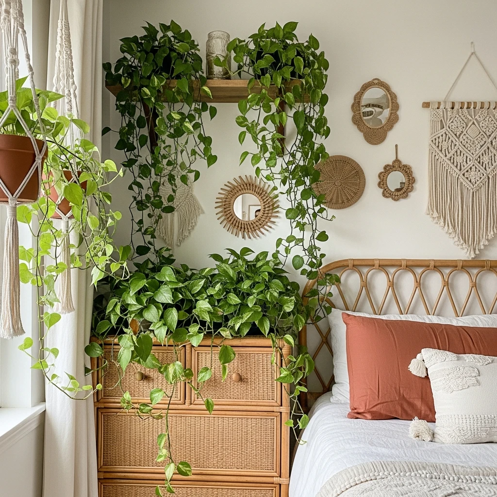 Fresh Greenery Everywhere - 50 Beautiful Modern Boho Bedroom Ideas for a Cozy Update