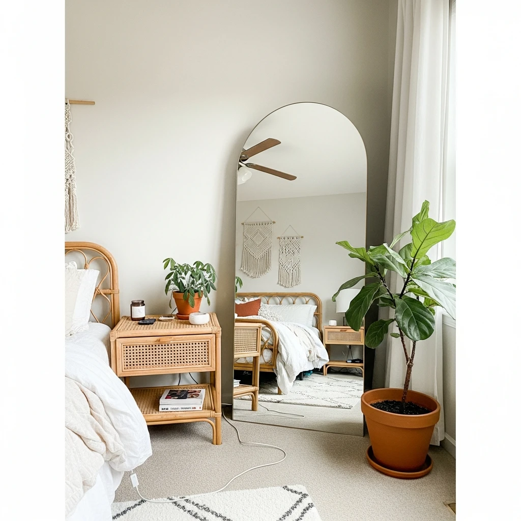 Oversized Arched Mirror - 50 Beautiful Modern Boho Bedroom Ideas for a Cozy Update