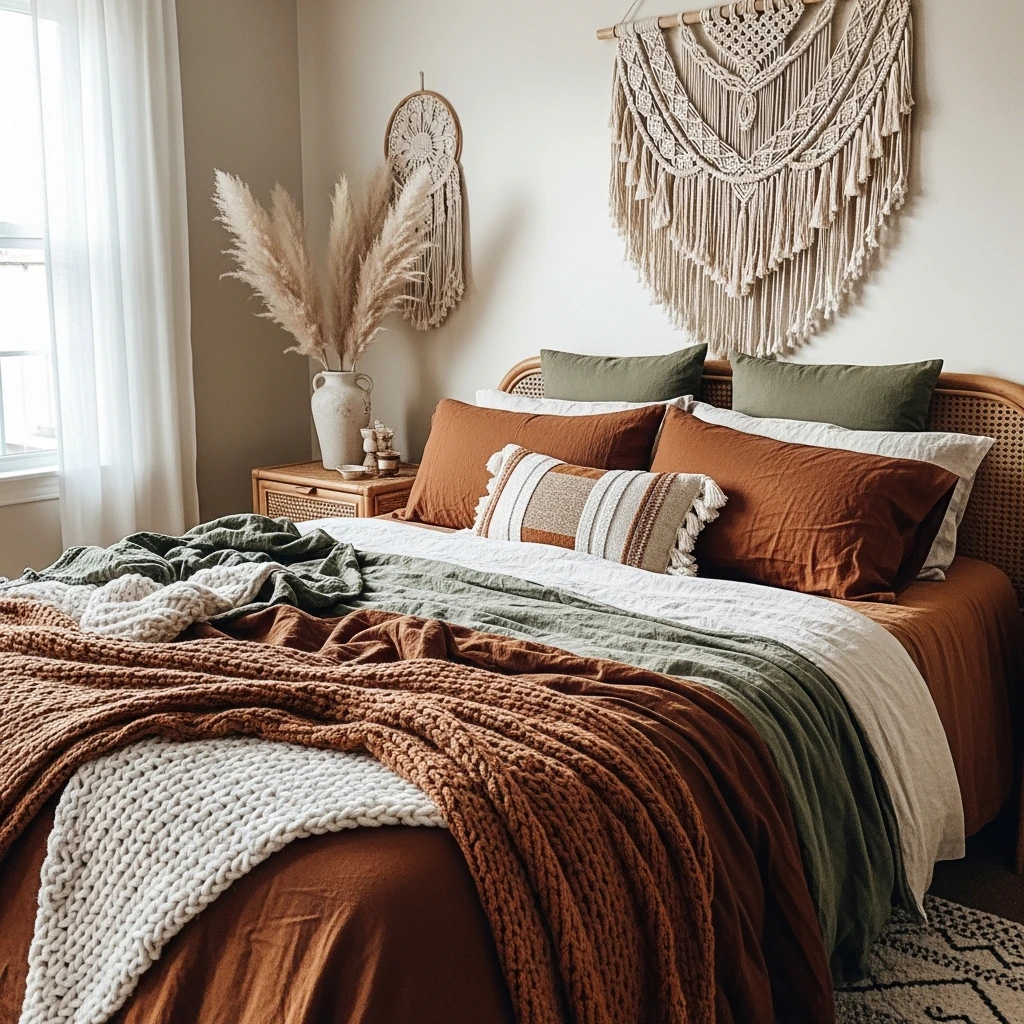 Earth-Tone Color Palette - 50 Beautiful Modern Boho Bedroom Ideas for a Cozy Update