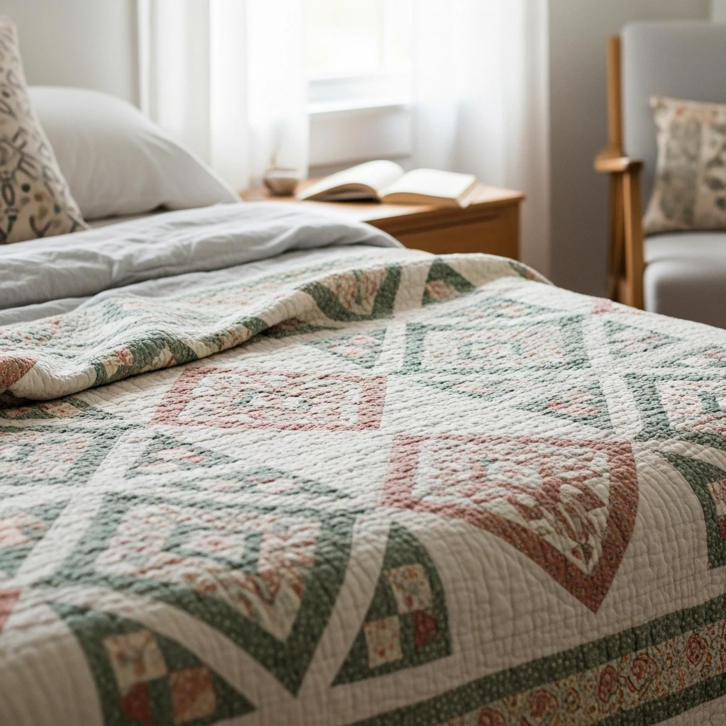 Handmade Quilt Detail - 50 Beautiful Modern Boho Bedroom Ideas for a Cozy Update