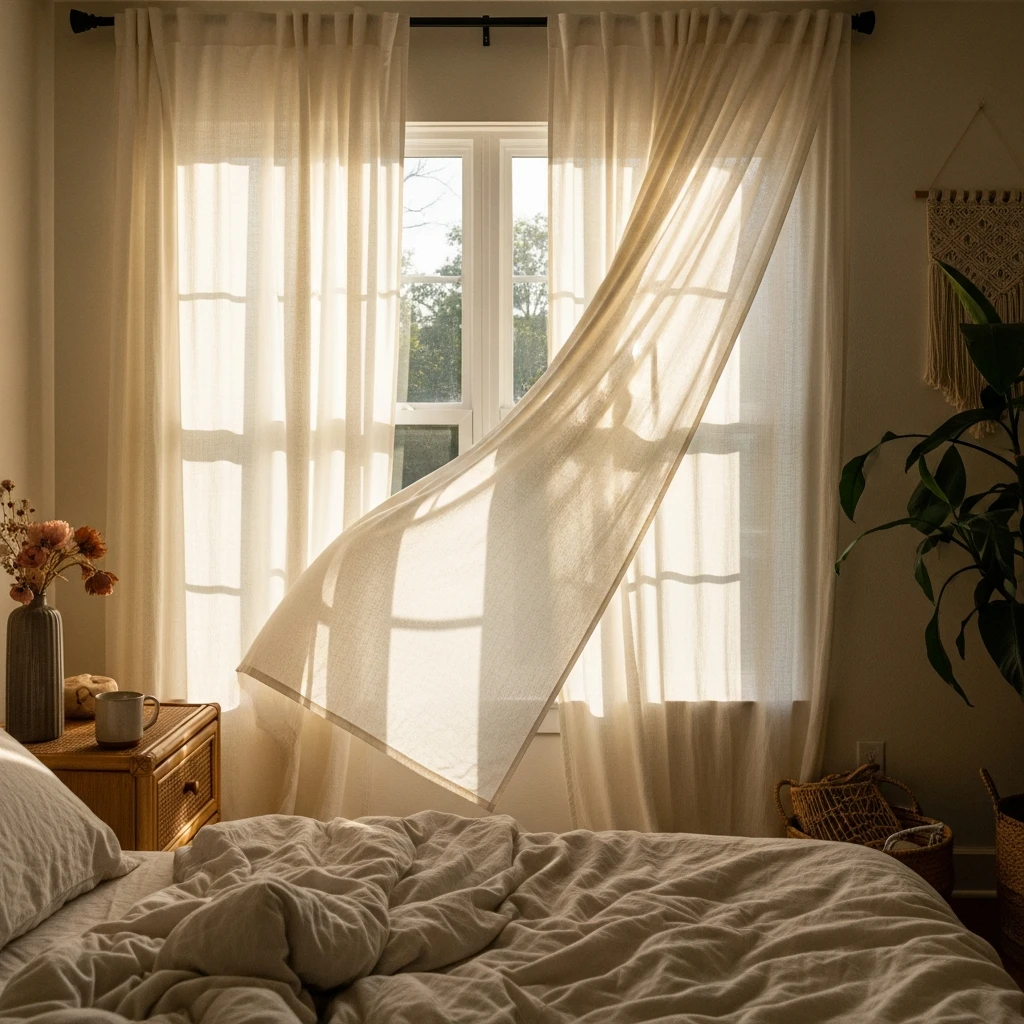 Flowy Linen Curtains - 50 Beautiful Modern Boho Bedroom Ideas for a Cozy Update