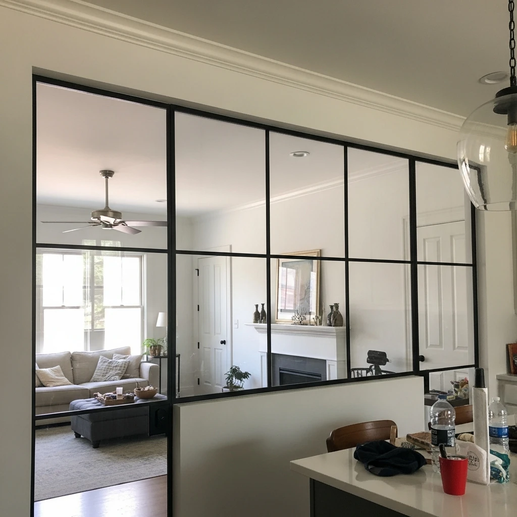 Glass Sliding Doors - 50 Beautiful & Simple Open Kitchen Partition Ideas (No Major Reno Needed!)