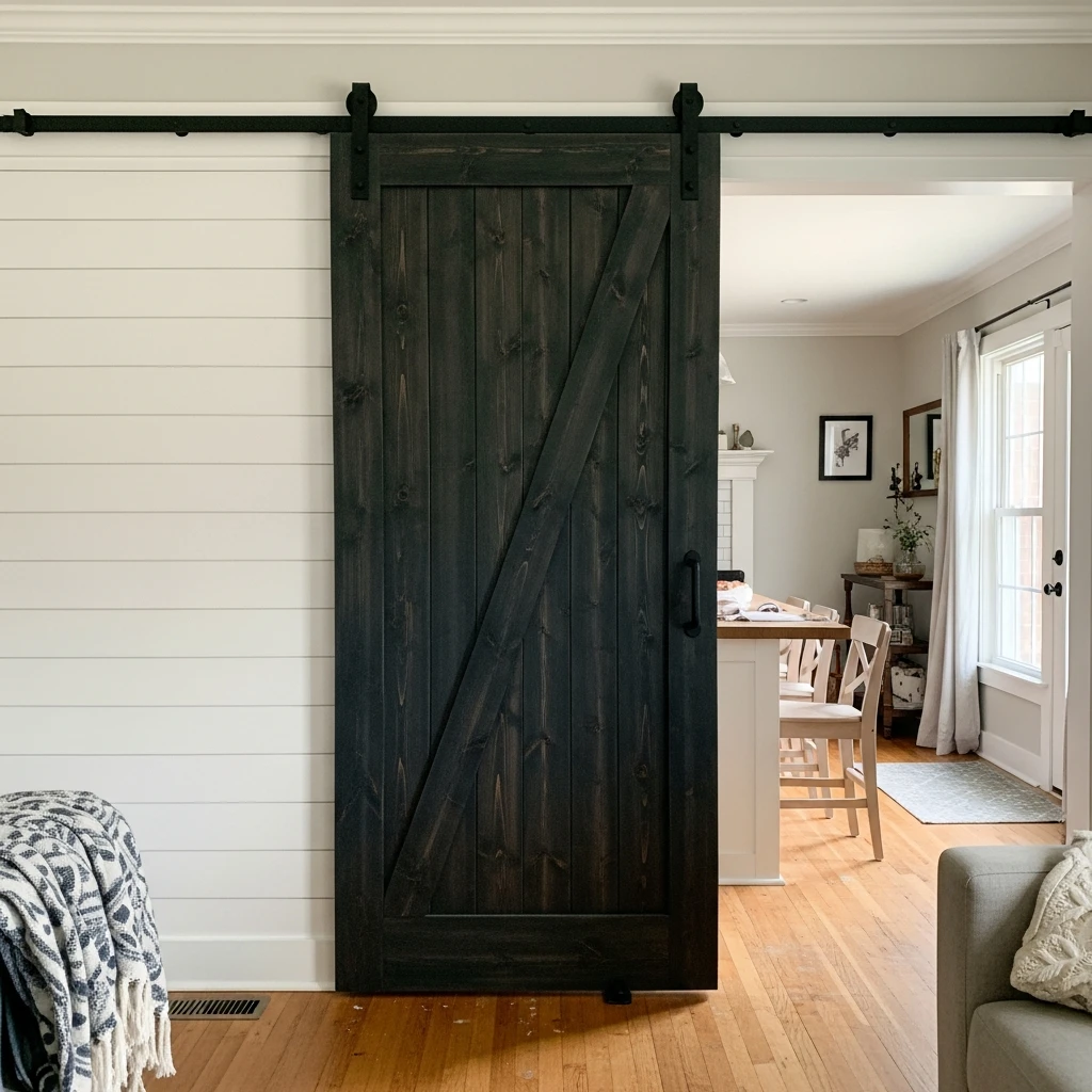 Rustic Charm Barn Door - 50 Beautiful & Simple Open Kitchen Partition Ideas (No Major Reno Needed!)