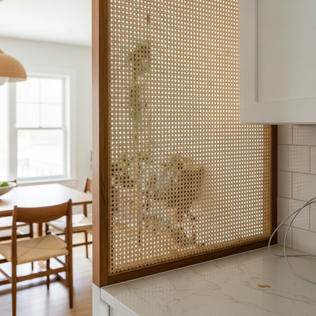 Natural Cane Webbing - 50 Beautiful & Simple Open Kitchen Partition Ideas (No Major Reno Needed!)