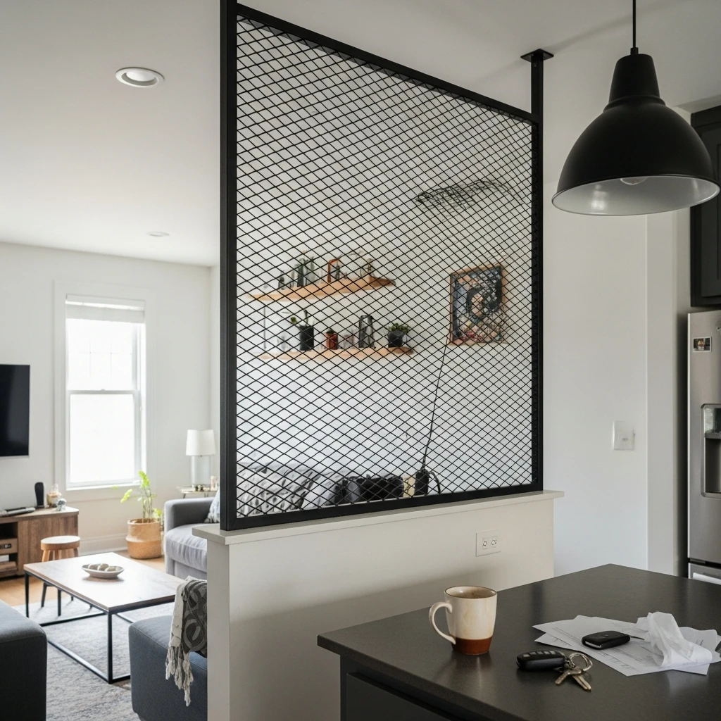 Industrial Steel Mesh - 50 Beautiful & Simple Open Kitchen Partition Ideas (No Major Reno Needed!)