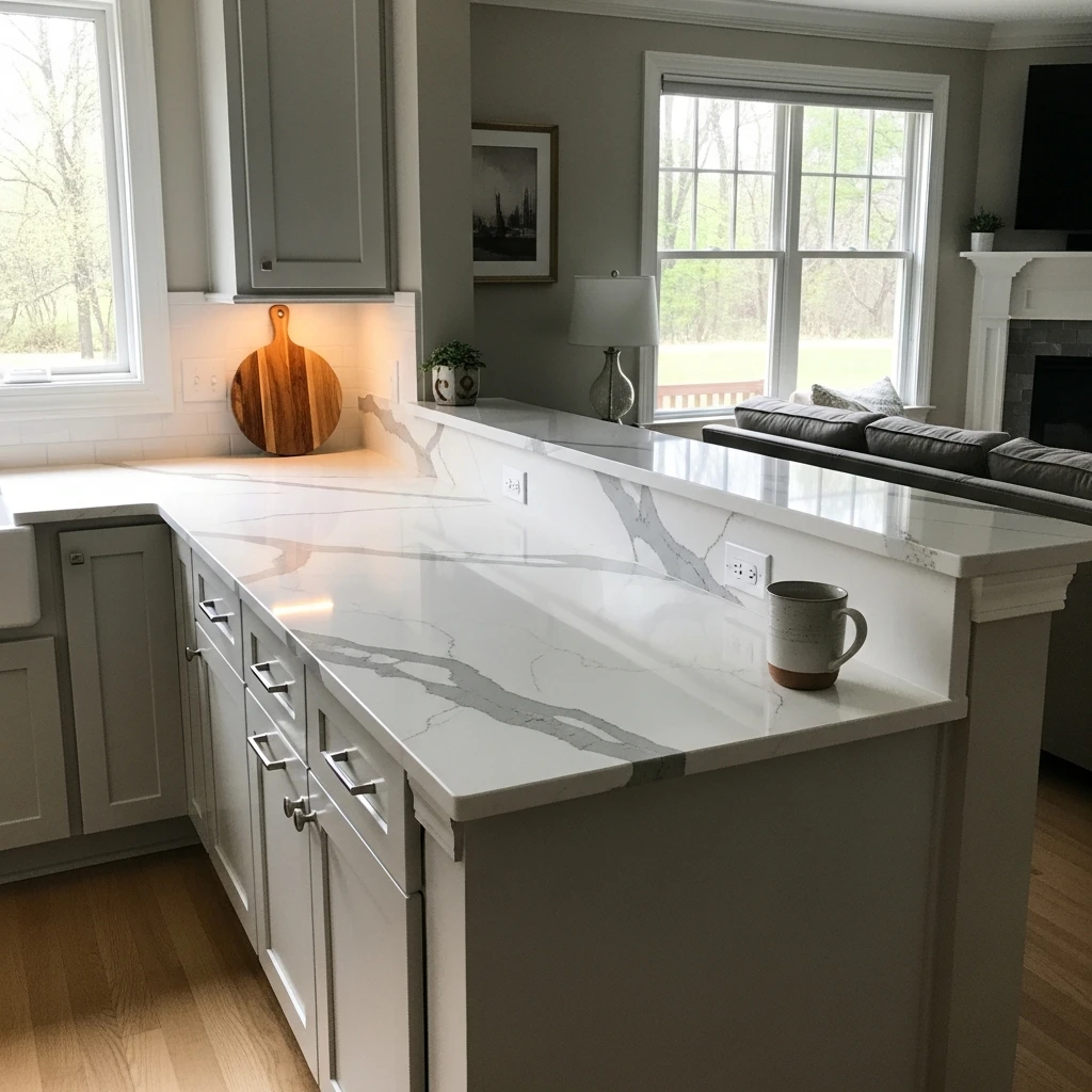 Luxurious Stone Divide - 50 Beautiful & Simple Open Kitchen Partition Ideas (No Major Reno Needed!)