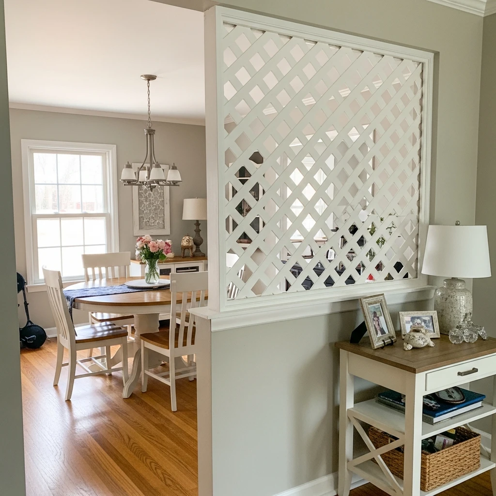 Classic Lattice Wood - 50 Beautiful & Simple Open Kitchen Partition Ideas (No Major Reno Needed!)