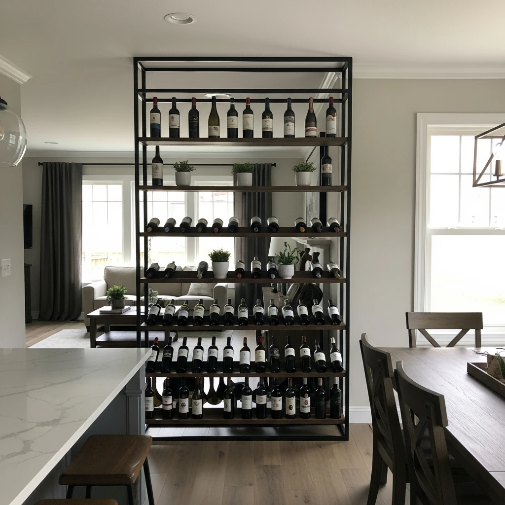 Wine Rack Room Divider - 50 Beautiful & Simple Open Kitchen Partition Ideas (No Major Reno Needed!)