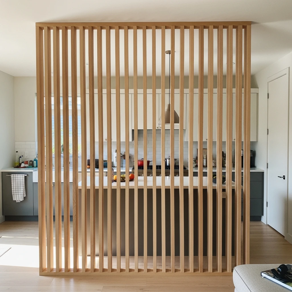 Airy Wood Slats Divide Space - 50 Beautiful & Simple Open Kitchen Partition Ideas (No Major Reno Needed!)