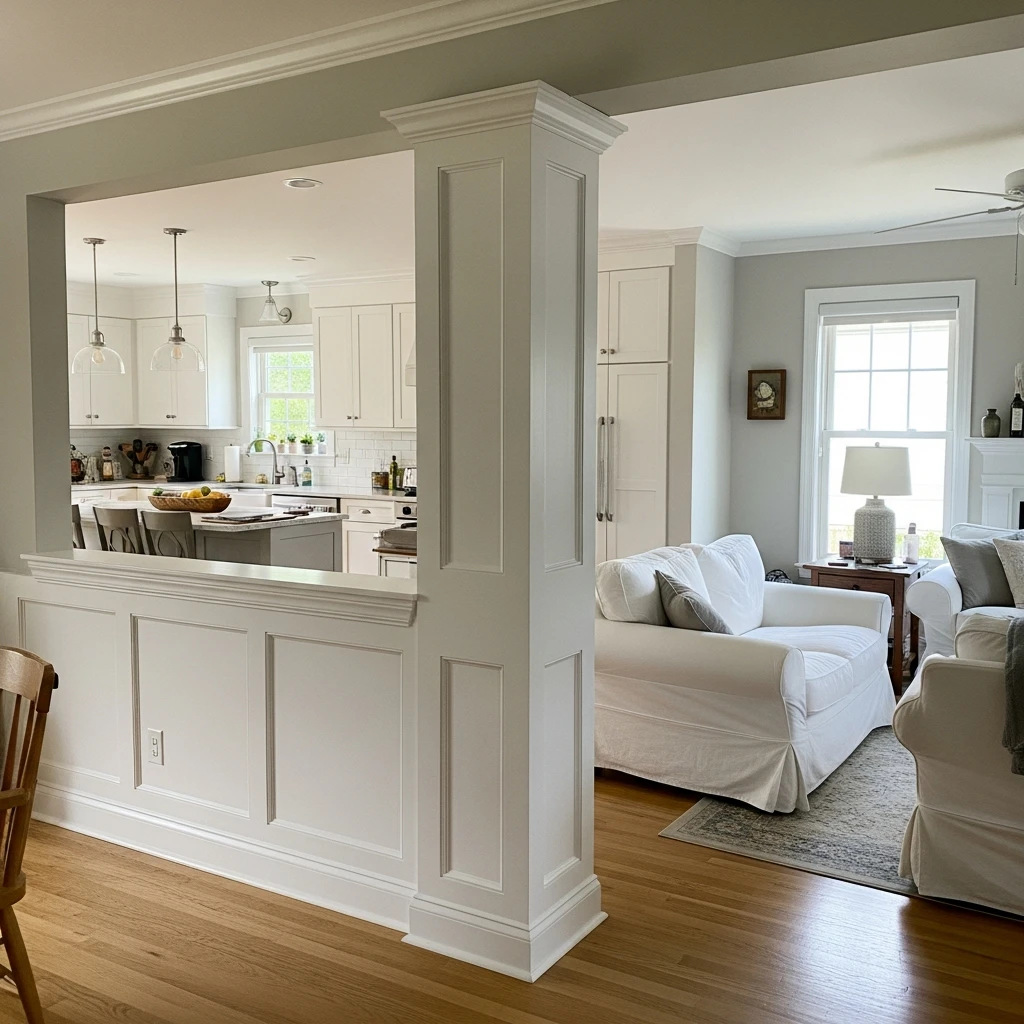 Define Space with Columns - 50 Beautiful & Simple Open Kitchen Partition Ideas (No Major Reno Needed!)