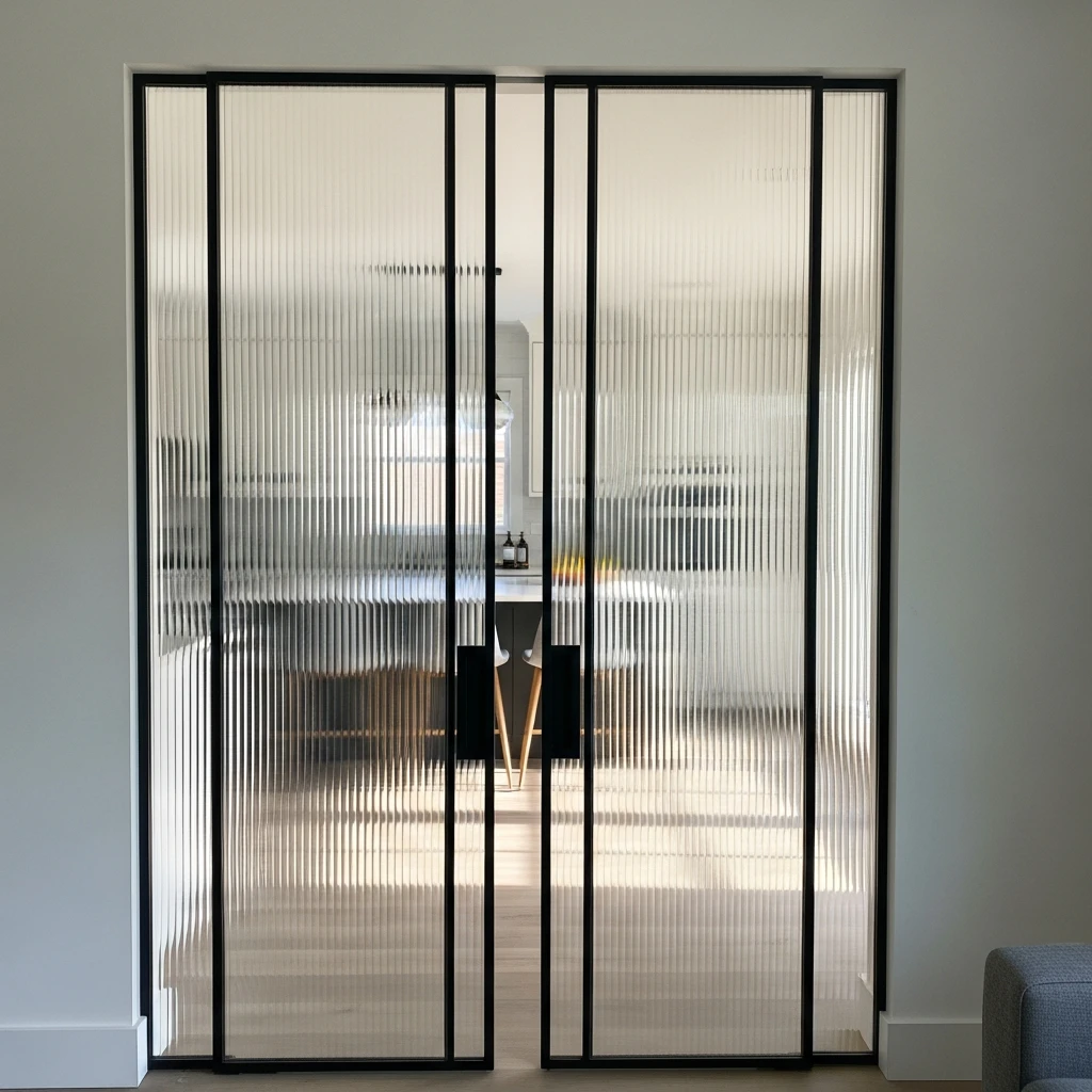 Textured Fluted Glass - 50 Beautiful & Simple Open Kitchen Partition Ideas (No Major Reno Needed!)