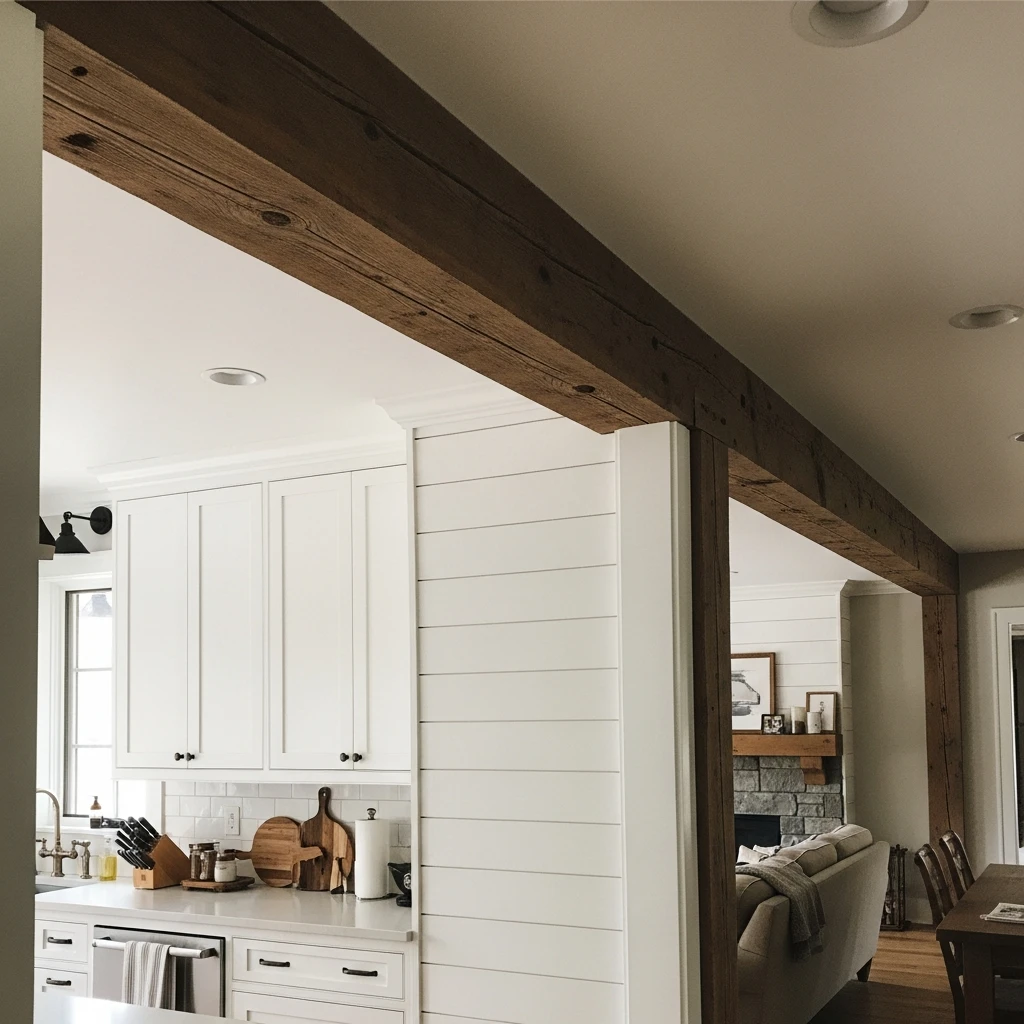 Rustic Wood Beam - 50 Beautiful & Simple Open Kitchen Partition Ideas (No Major Reno Needed!)