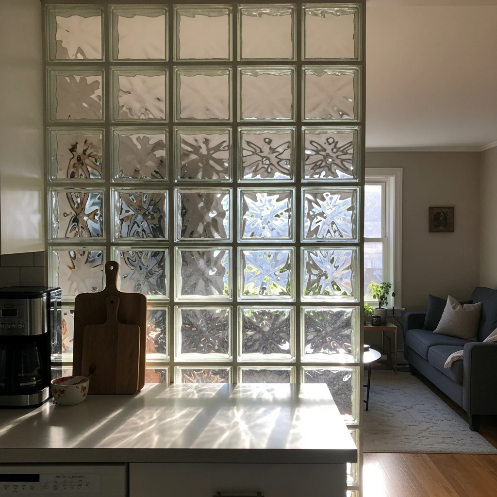 Filtered Glass Blocks - 50 Beautiful & Simple Open Kitchen Partition Ideas (No Major Reno Needed!)