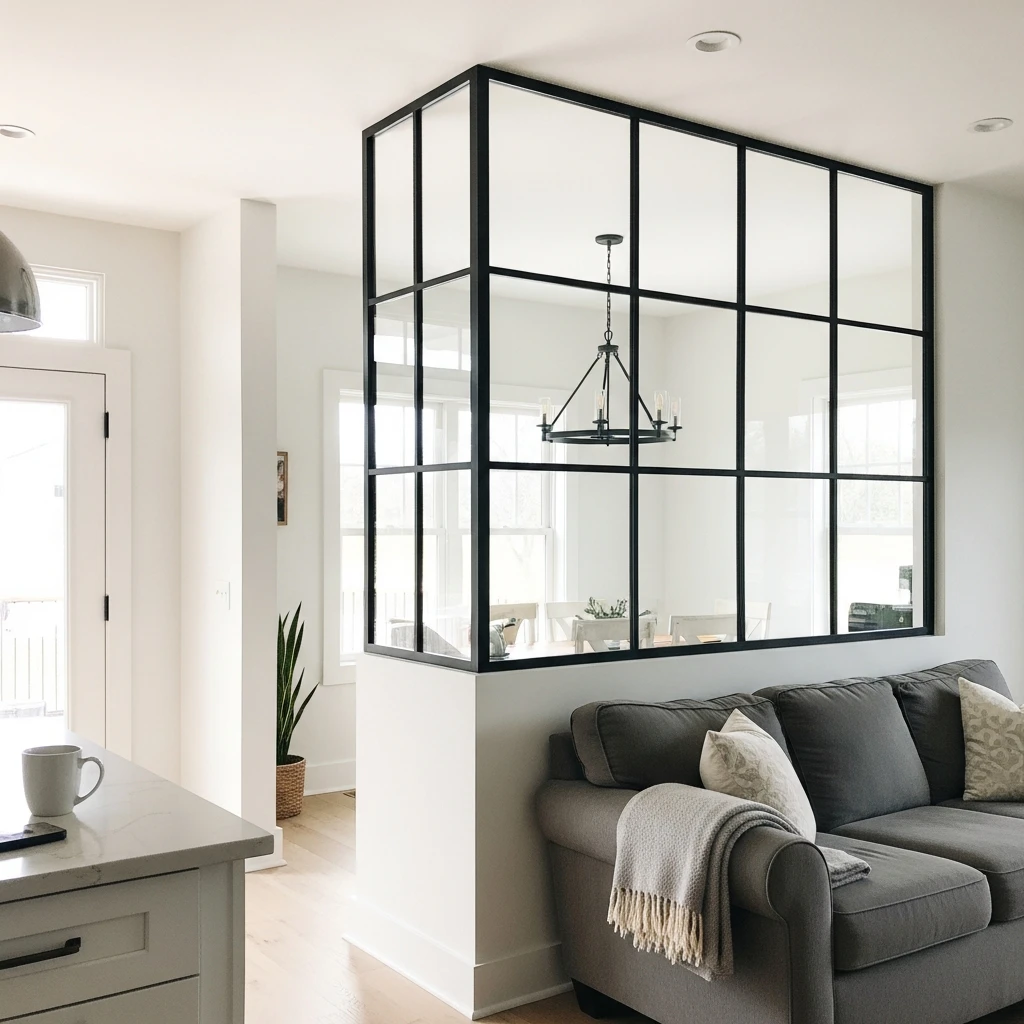 Stylish Industrial Frame - 50 Beautiful & Simple Open Kitchen Partition Ideas (No Major Reno Needed!)