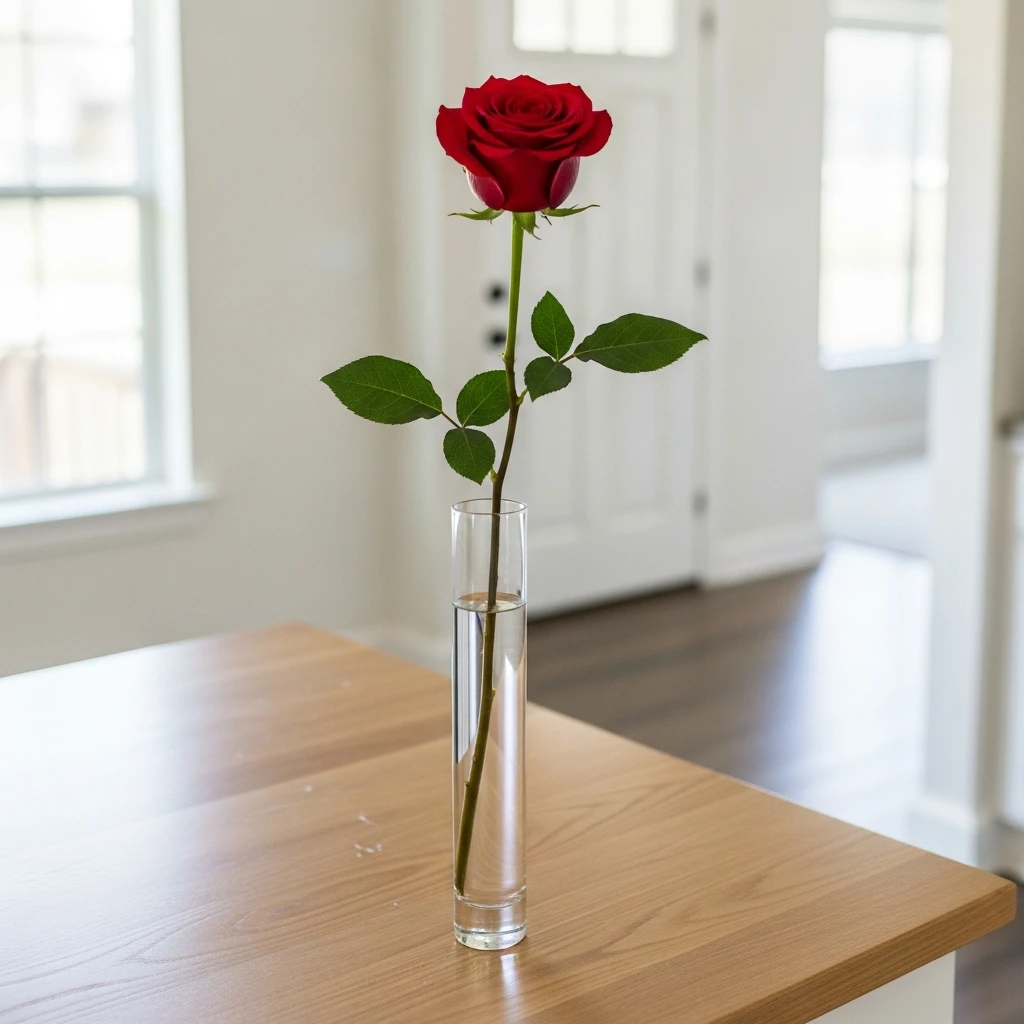 Single Rose Elegance - 50 Cozy & Simple Valentine's Centerpiece Ideas for a Beautiful Table